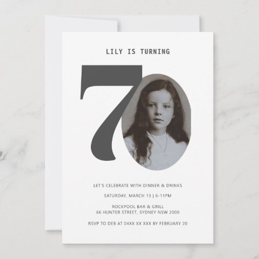 ヴィンテージプレイド70誕生日フォト招待状 招待状 (正面)