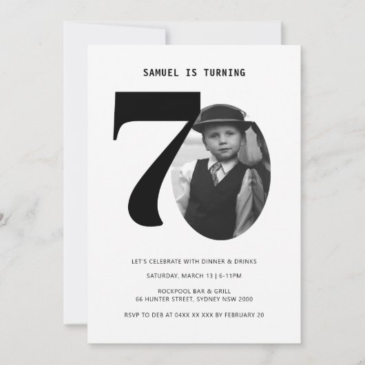 ヴィンテージプレイド70誕生日フォト招待状 招待状 (正面)