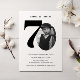 ヴィンテージプレイド70誕生日フォト招待状 招待状