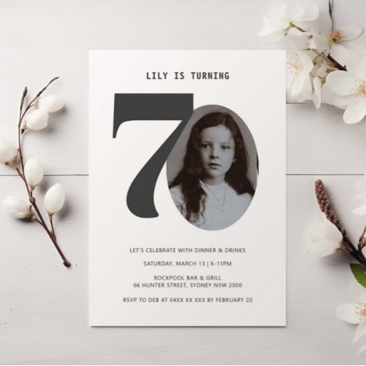 ヴィンテージプレイド70誕生日フォト招待状 招待状