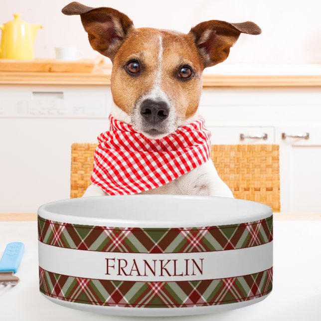 ヴィンテージプレイド |赤い緑の白いチェックカスタム ボウル (クリエイターアップロード済み)