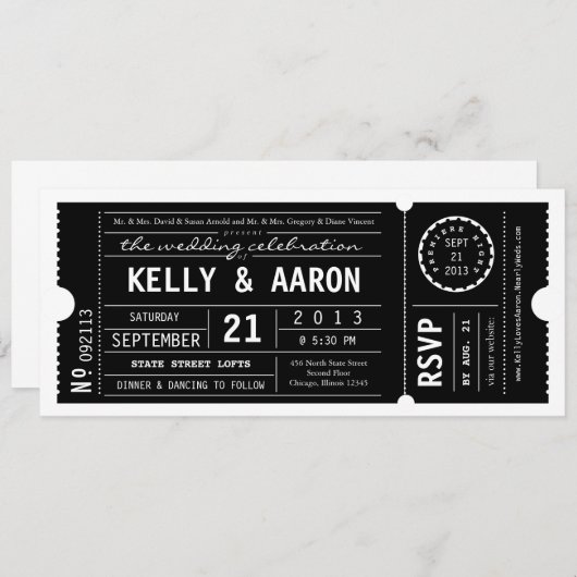 ヴィンテージプレイビルシアターチケット結婚式招待状 招待状 (正面/裏面)