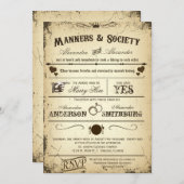 ヴィンテージプレイビルストーリフォーマルーライン結婚式2 招待状 (正面/裏面)