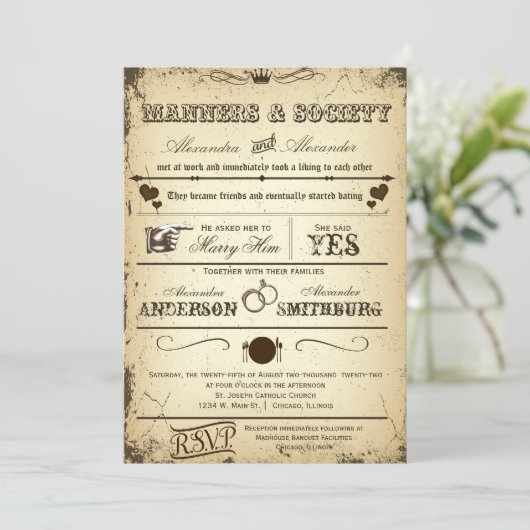 ヴィンテージプレイビルストーリーフォーマルライン結婚式3 招待状 (スタンド正面)