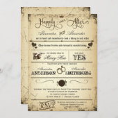 ヴィンテージプレイビルストーリーラインフォーマルウェディング招待 招待状 (正面/裏面)