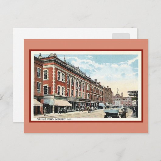 ヴィンテージプレザント通りクレアモンNH ポストカード (正面/裏面)