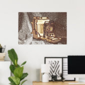 ヴィンテージプレスカメラポスター ポスター (ホームオフィス)