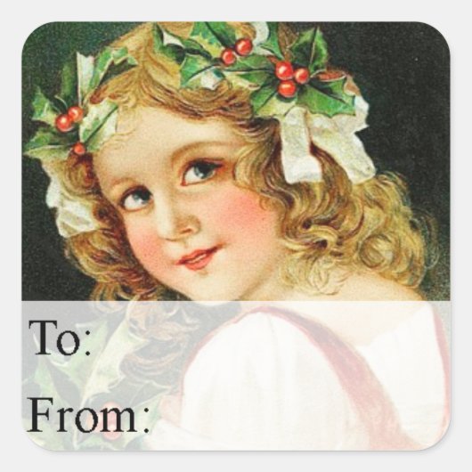 ヴィンテージプレゼント用の服を着たラベル スクエアシール (正面)