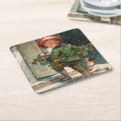 ヴィンテージプレゼント スクエアペーパーコースター (アングル)