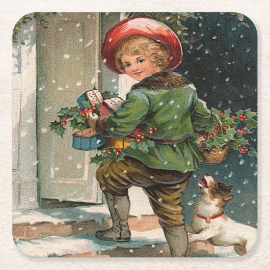 ヴィンテージプレゼント スクエアペーパーコースター (正面)