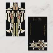 ヴィンテージプロファイルカードのステンドグラスのパネルブラック 名刺 (正面/裏面)