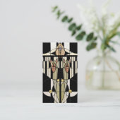 ヴィンテージプロファイルカードのステンドグラスのパネルブラック 名刺 (スタンド正面)