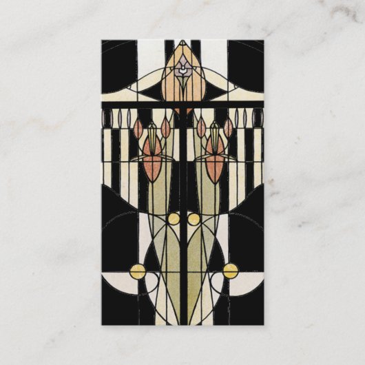 ヴィンテージプロファイルカードのステンドグラスのパネルブラック 名刺 (正面)
