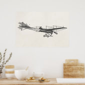 ヴィンテージプロペラ飛行機レトロ古いプロペラ飛行機 ポスター (キッチン)