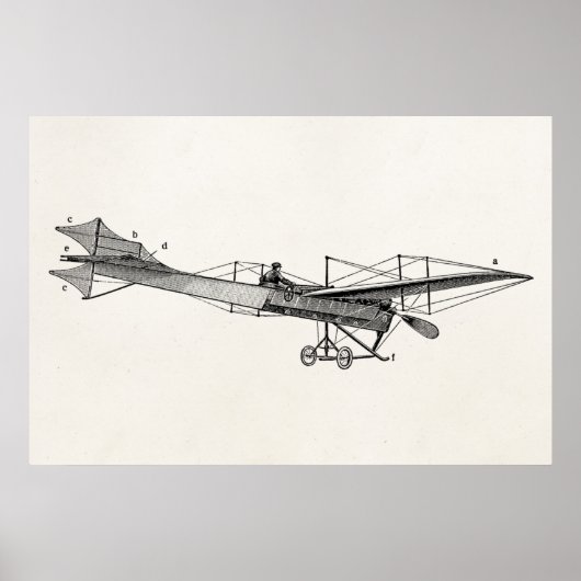 ヴィンテージプロペラ飛行機レトロ古いプロペラ飛行機 ポスター (正面)