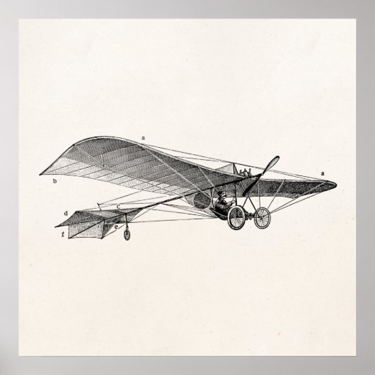 ヴィンテージプロペラ飛行機レトロ古いプロペラ飛行機 ポスター (正面)