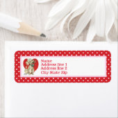 ヴィンテージプードルと赤いハート ラベル (インサイチュ)