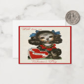 ヴィンテージプードルドッグinバレンタインデー ノートカード (正面/裏面インサイチュ)