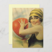 ヴィンテージプールパーティービーチ招待状フラッパクロッシュ 招待状 (正面/裏面)