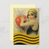 ヴィンテージプールパーティービーチ招待状フラッパクロッシュ 招待状 (正面/裏面)