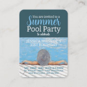 ヴィンテージプールパーティー誕生日配布資料チケット 名刺 (正面)