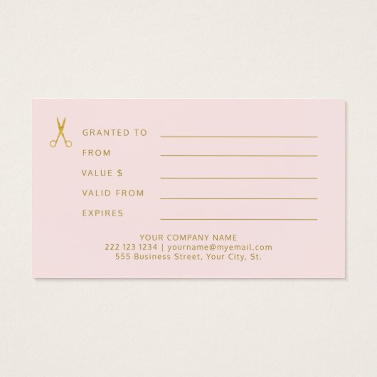 ヴィンテージヘアサロンピンクネイビーギフト券 (裏面)