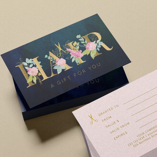 ヴィンテージヘアサロンピンクネイビーギフト券