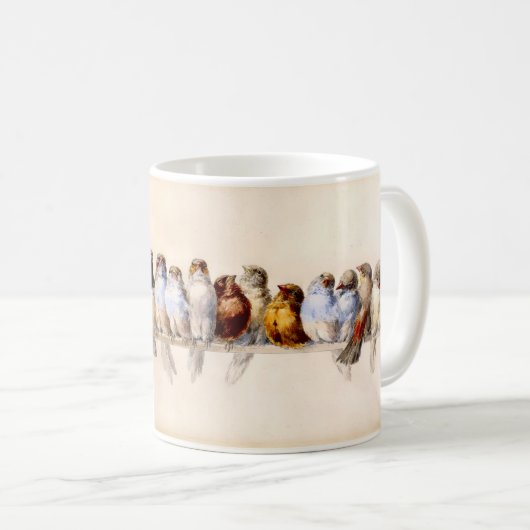 ヴィンテージヘクトール・ジャコメリによる鳥の群れ コーヒーマグカップ (正面右)