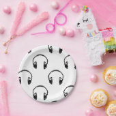 ヴィンテージヘッドフォン音楽パターカスタムンの色 ペーパープレート (パーティー)