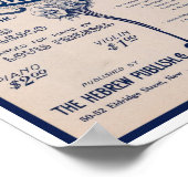 ヴィンテージヘブライ語の楽譜 ポスター (角)