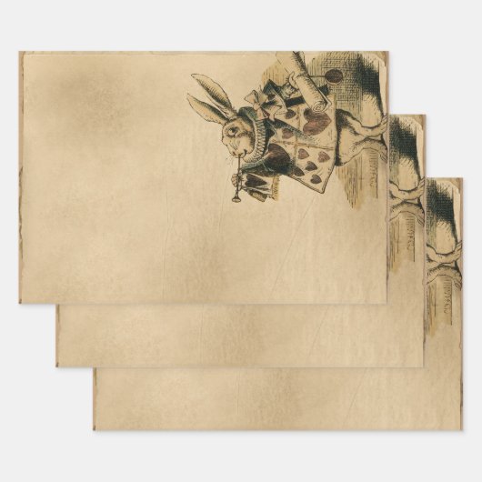 ヴィンテージヘラルド白うさぎアリスinワンダーランド ラッピングペーパーシート (セット)