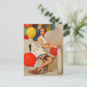 ヴィンテージヘリウムパーティーバルーンPin up Girl ポストカード (スタンド正面)