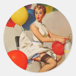 ヴィンテージヘリウムパーティーバルーンPin up Girl ラウンドシール