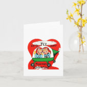 ヴィンテージヘリコプターカップルバレンタイン カード (黄色い花)