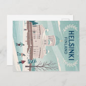 ヴィンテージヘルシンキフィンランド冬 ポストカード (正面/裏面)