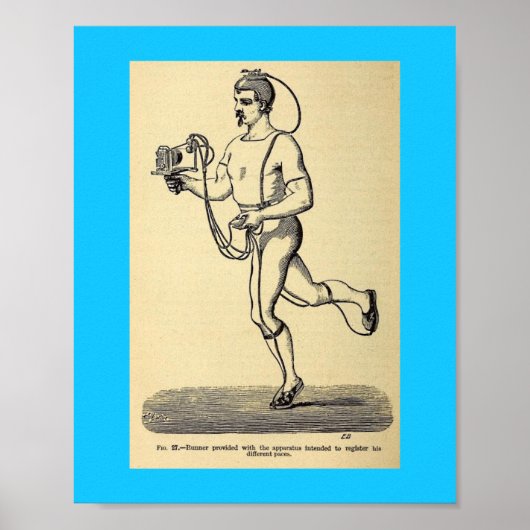 ヴィンテージヘルス1874歩数計ステップカウンタスケッチ ポスター (正面)