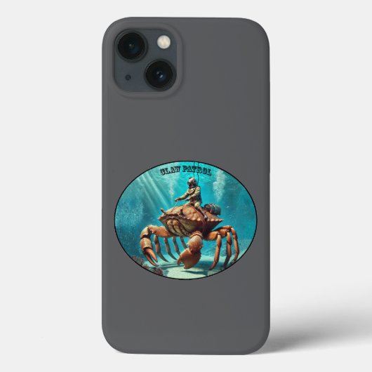ヴィンテージヘルメットのダイバーが巨大カニURMに乗る Case-Mate iPhoneケース (裏面)