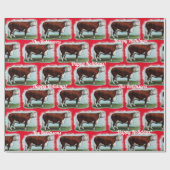 ヴィンテージヘレフォードウシオンレッドラッピング紙 ラッピングペーパー (フラット)