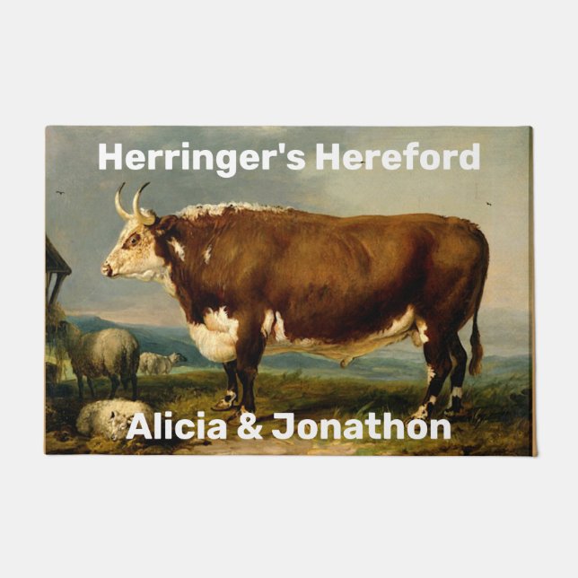 ヴィンテージヘレフォードブル ドアマット (正面)