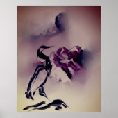 ヴィンテージヘロン絵画鳥の山の風景 ポスター (正面)