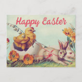 ヴィンテージヘンとバニーのキャリッジ・イースター シーズンポストカード (正面)