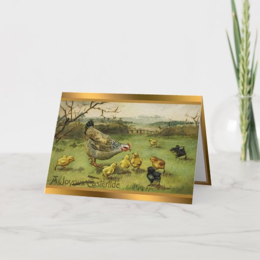 ヴィンテージヘンイースターホリディフォールディングカード シーズンカード (正面)