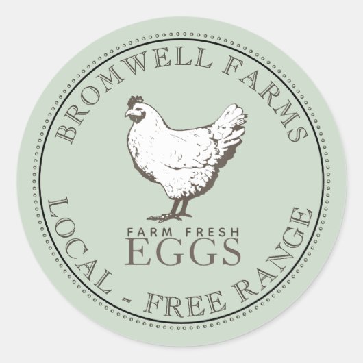 ヴィンテージヘンファーム生卵淡い色のグリーンラベル ラウンドシール (正面)