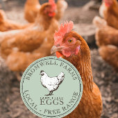 ヴィンテージヘンファーム生卵淡い色のグリーンラベル ラウンドシール