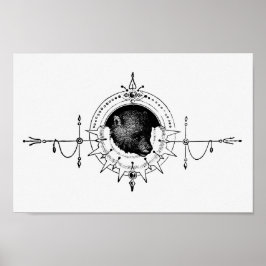 ヴィンテージベアイラストレーション ポスター