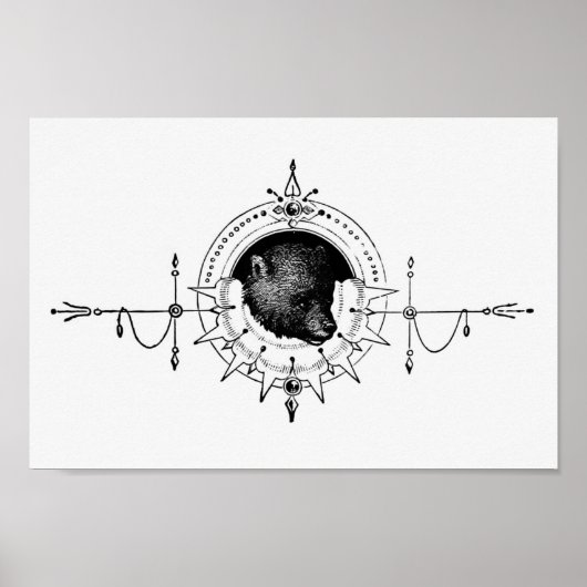 ヴィンテージベアイラストレーション ポスター (正面)