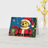 ヴィンテージベアークリスマスカード カード (黄色い花)