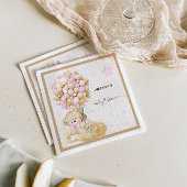 ヴィンテージベアーデコールベビーガールシャワーピンク スタンダードカクテルナプキン