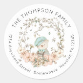 ヴィンテージベア緑のフローラの戻り名住所 ラウンドシール (正面)