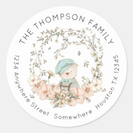 ヴィンテージベア緑のフローラの戻り名住所 ラウンドシール